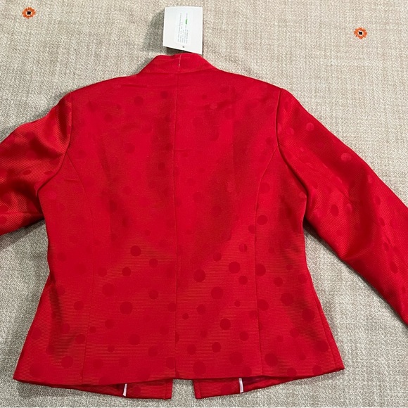 Erin London Spring Jacket Blazer Coat Mandarin - Red Open Front Small Dots - Picture 12 of 13